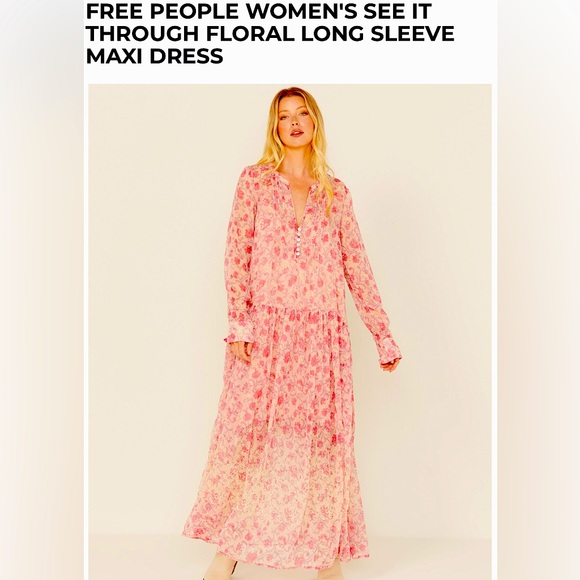 Free People See it through pink floral maxi dress NWT - Picture 1 of 7